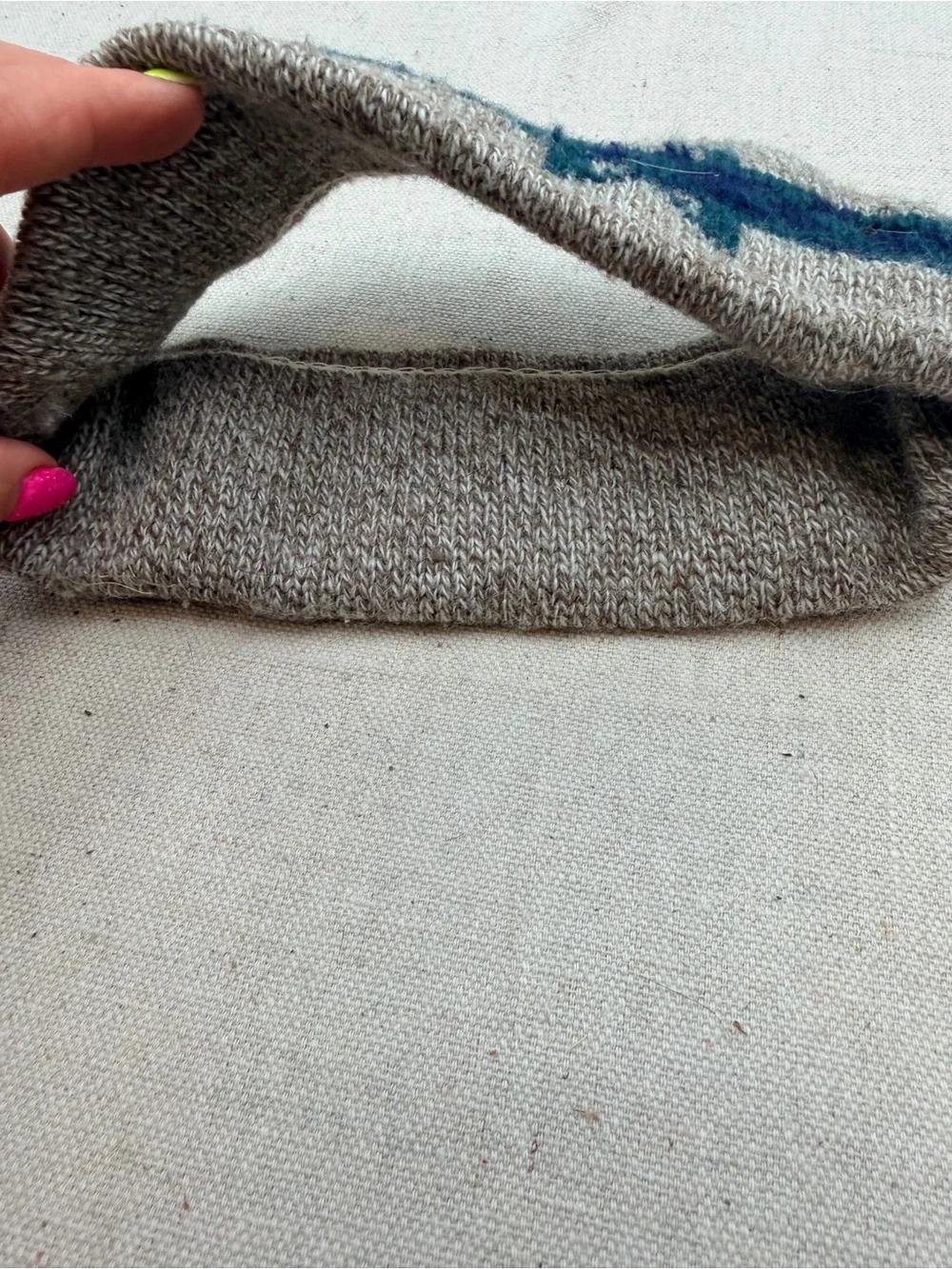 Cozy Knit Headband in Heather Gray with Teal Star Stripe